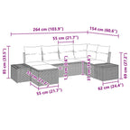 Gartensofa-set mit Kissen 6 pcs Hellgrau Poly-Rattan