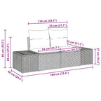 Gartensofa-set mit Kissen 6 pcs Schwarz Poly-Rattan
