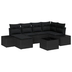 Gartensofa-set mit Kissen 7 pcs Schwarz Poly-Rattan