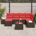 Gartensofa-set mit Kissen 7 pcs Braun Poly-Rattan