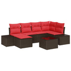 Gartensofa-set mit Kissen 7 pcs Braun Poly-Rattan