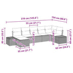 Gartensofa-set mit Kissen 7 pcs Grau Poly-Rattan