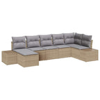Gartensofa-set mit Kissen 7 pcs Beige Poly-Rattan