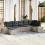 Gartensofa-set mit Kissen 7 pcs Hellgrau Poly-Rattan