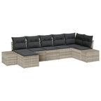 Gartensofa-set mit Kissen 7 pcs Hellgrau Poly-Rattan