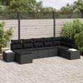 Gartensofa-set mit Kissen 7 pcs Schwarz Poly-Rattan