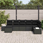 Gartensofa-set mit Kissen 7 pcs Schwarz Poly-Rattan