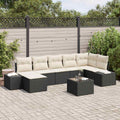Gartensofa-set mit Kissen 8 pcs Schwarz Poly-Rattan