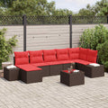 Gartensofa-set mit Kissen 8 pcs Braun Poly-Rattan