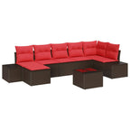 Gartensofa-set mit Kissen 8 pcs Braun Poly-Rattan