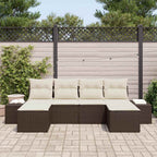 Gartensofa-set mit Kissen 6 pcs Braun Poly-Rattan