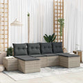 Gartensofa-set mit Kissen 6 pcs Hellgrau Poly-Rattan