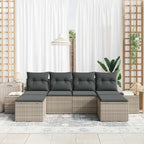 Gartensofa-set mit Kissen 6 pcs Hellgrau Poly-Rattan
