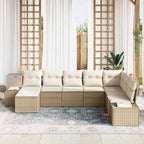 Gartensofa-set mit Kissen 8 pcs Beige Poly-Rattan