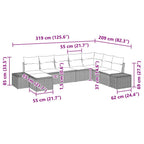 Gartensofa-set mit Kissen 8 pcs Schwarz Poly-Rattan
