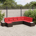 Gartensofa-set mit Kissen 8 pcs Braun Poly-Rattan