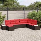 Gartensofa-set mit Kissen 8 pcs Braun Poly-Rattan