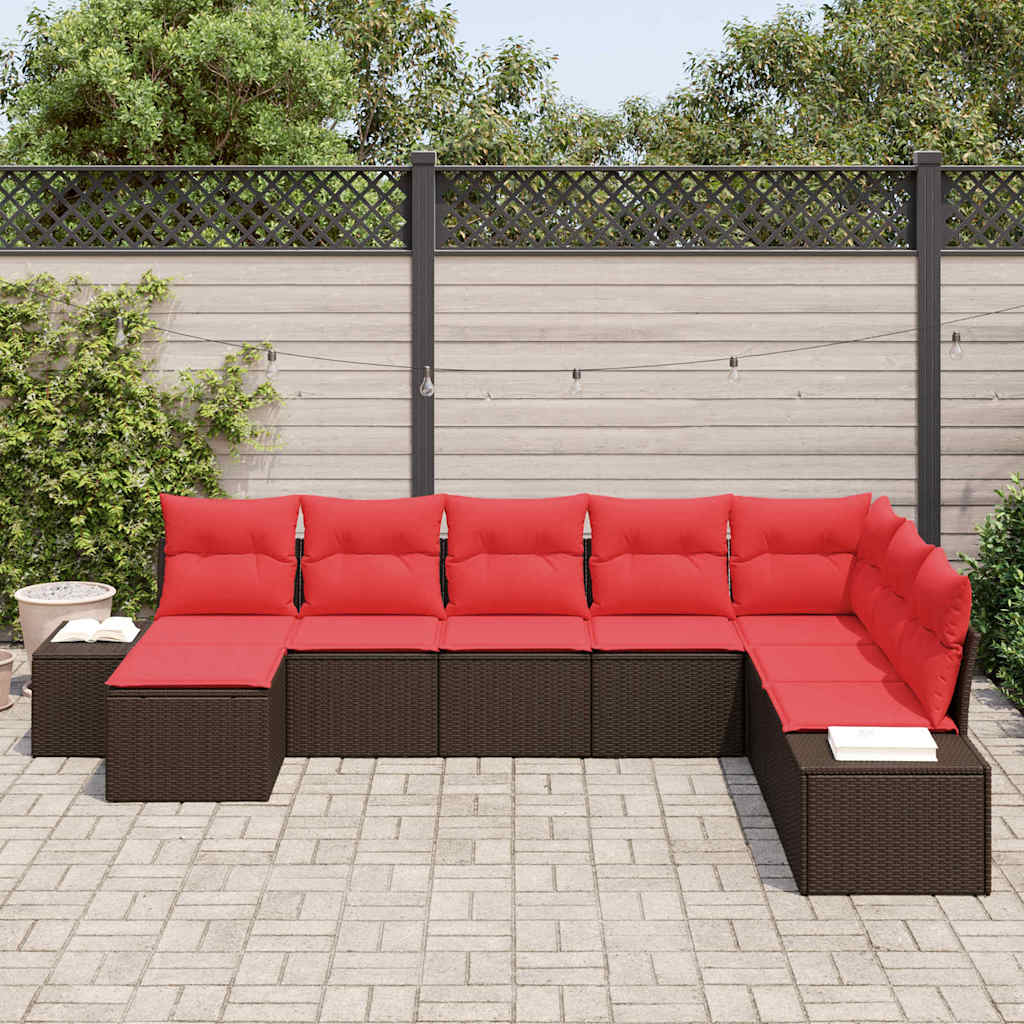 Gartensofa-set mit Kissen 8 pcs Braun Poly-Rattan