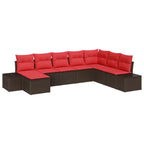 Gartensofa-set mit Kissen 8 pcs Braun Poly-Rattan