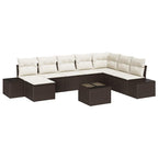 Gartensofa-set mit Kissen 9 pcs Braun Poly-Rattan