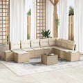 Gartensofa-set mit Kissen 9 pcs Beige Poly-Rattan