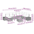 Gartensofa-set mit Kissen 9 pcs Poly-Rattan