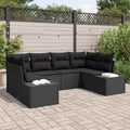 Gartensofa-set mit Kissen 6 pcs Schwarz Poly-Rattan
