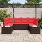 Gartensofa-set mit Kissen 6 pcs Braun Poly-Rattan