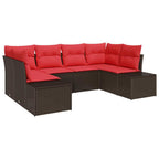 Gartensofa-set mit Kissen 6 pcs Braun Poly-Rattan