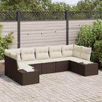 Gartensofa-set mit Kissen 7 pcs Braun Poly-Rattan