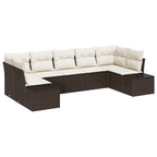 Gartensofa-set mit Kissen 7 pcs Braun Poly-Rattan