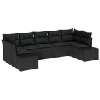 Gartensofa-set mit Kissen 7 pcs Schwarz Poly-Rattan