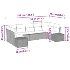 Gartensofa-set mit Kissen 7 pcs Schwarz Poly-Rattan