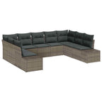 Gartensofa-set mit Kissen 9 pcs Grau Poly-Rattan