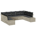Gartensofa-set mit Kissen 9 pcs Hellgrau Poly-Rattan