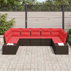 Gartensofa-set mit Kissen 9 pcs Braun Poly-Rattan