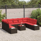 Gartensofa-set mit Kissen 10 pcs Braun Poly-Rattan