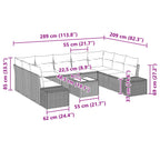 Gartensofa-set mit Kissen 10 pcs Braun Poly-Rattan