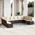 Gartensofa-set mit Kissen 10 pcs Braun Poly-Rattan