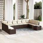 Gartensofa-set mit Kissen 10 pcs Braun Poly-Rattan