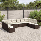 Gartensofa-set mit Kissen 10 pcs Braun Poly-Rattan