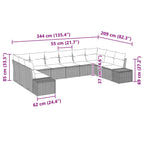 Gartensofa-set mit Kissen 10 pcs Braun Poly-Rattan