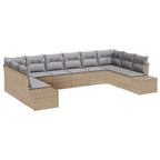 Gartensofa-set mit Kissen 10 pcs Beige Poly-Rattan