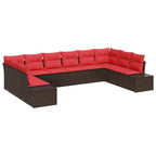 Gartensofa-set mit Kissen 10 pcs Braun Poly-Rattan