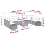 Gartensofa-set mit Kissen 11 pcs Hellgrau Poly-Rattan