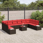 Gartensofa-set mit Kissen 11 pcs Braun Poly-Rattan