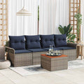Gartensofa-set mit Kissen 5 pcs Grau Poly-Rattan