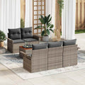 Gartensofa-set mit Kissen 6 pcs Grau Poly-Rattan
