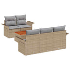 Gartensofa-set mit Kissen 6 pcs Beige Poly-Rattan