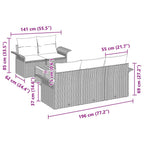 Gartensofa-set mit Kissen 6 pcs Schwarz Poly-Rattan